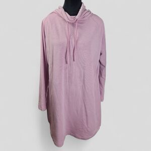 J. JILL | Cozy Pastel Pink Cowl Neck Sweatshirt Tunic Dress Side Zippers | XL